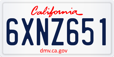 CA license plate 6XNZ651