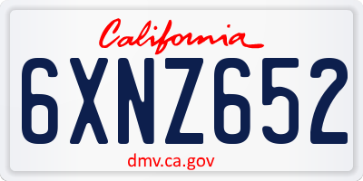 CA license plate 6XNZ652