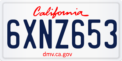 CA license plate 6XNZ653