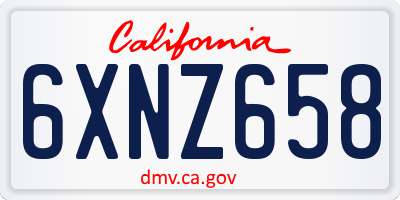 CA license plate 6XNZ658