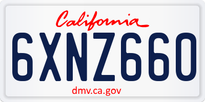 CA license plate 6XNZ660