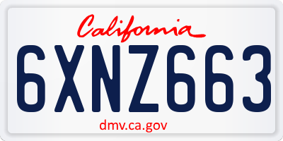 CA license plate 6XNZ663
