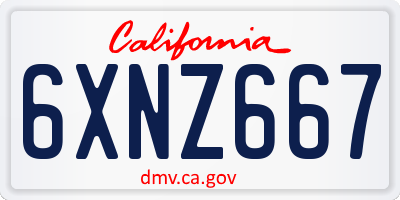 CA license plate 6XNZ667
