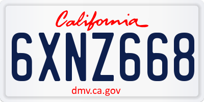 CA license plate 6XNZ668