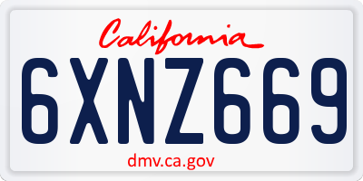 CA license plate 6XNZ669