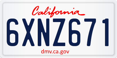 CA license plate 6XNZ671