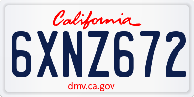 CA license plate 6XNZ672