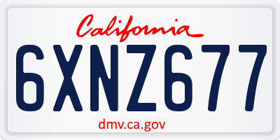 CA license plate 6XNZ677