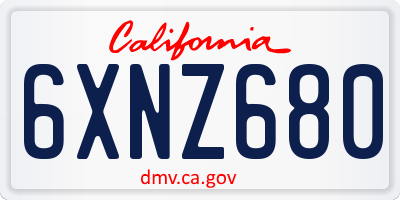 CA license plate 6XNZ680