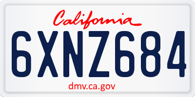 CA license plate 6XNZ684
