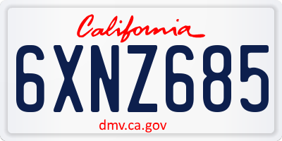 CA license plate 6XNZ685