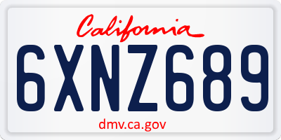 CA license plate 6XNZ689