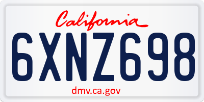 CA license plate 6XNZ698