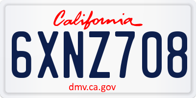 CA license plate 6XNZ708