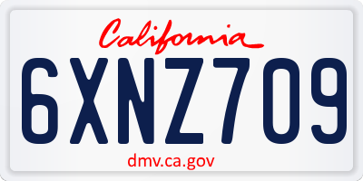 CA license plate 6XNZ709