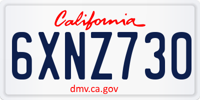 CA license plate 6XNZ730