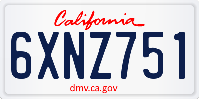 CA license plate 6XNZ751