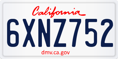 CA license plate 6XNZ752