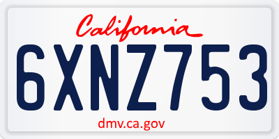 CA license plate 6XNZ753