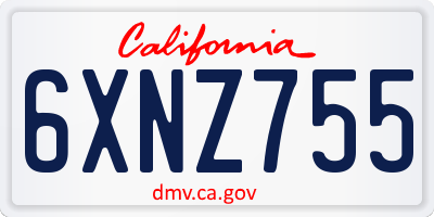 CA license plate 6XNZ755