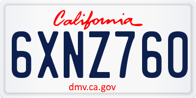 CA license plate 6XNZ760