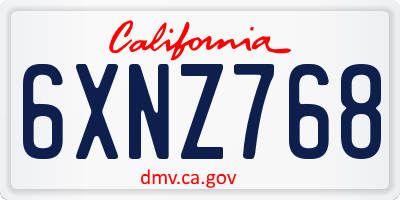 CA license plate 6XNZ768