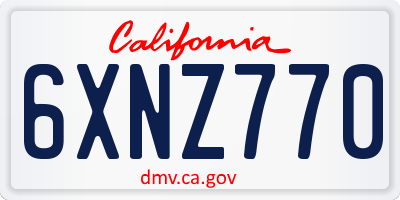 CA license plate 6XNZ770