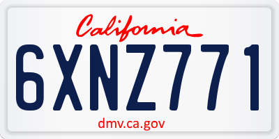 CA license plate 6XNZ771
