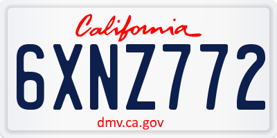 CA license plate 6XNZ772