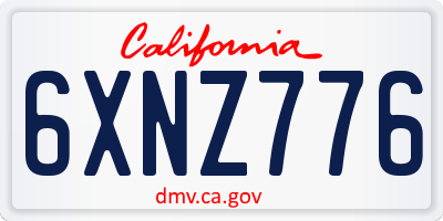 CA license plate 6XNZ776