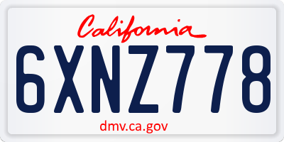 CA license plate 6XNZ778