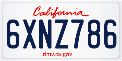 CA license plate 6XNZ786