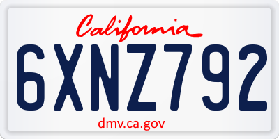CA license plate 6XNZ792