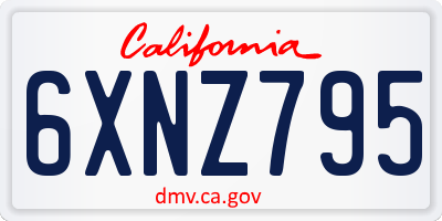 CA license plate 6XNZ795
