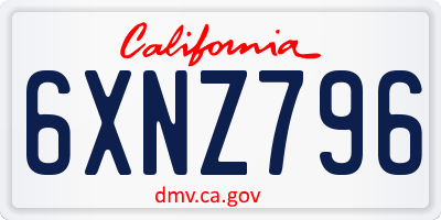 CA license plate 6XNZ796