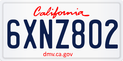 CA license plate 6XNZ802