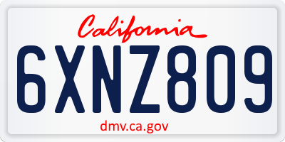 CA license plate 6XNZ809