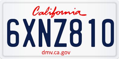 CA license plate 6XNZ810