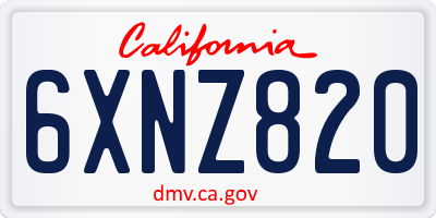 CA license plate 6XNZ820