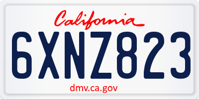 CA license plate 6XNZ823