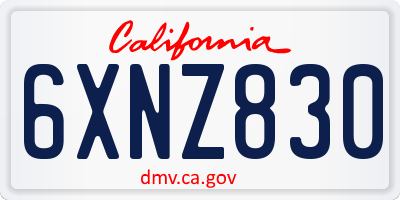 CA license plate 6XNZ830