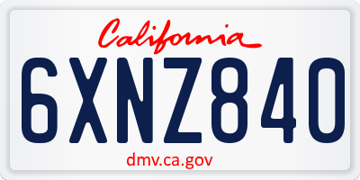 CA license plate 6XNZ840
