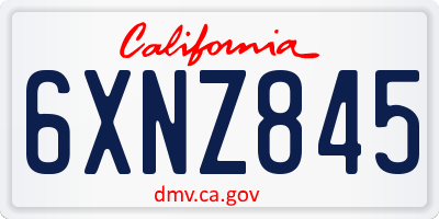 CA license plate 6XNZ845