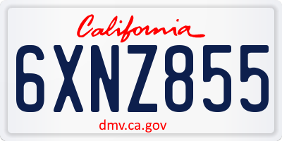 CA license plate 6XNZ855