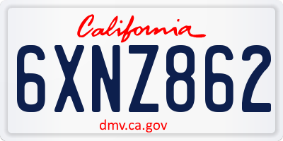 CA license plate 6XNZ862