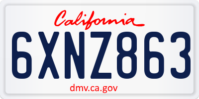 CA license plate 6XNZ863
