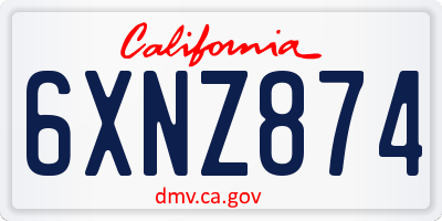 CA license plate 6XNZ874