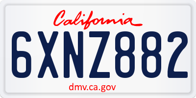 CA license plate 6XNZ882