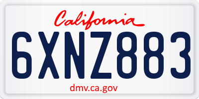 CA license plate 6XNZ883