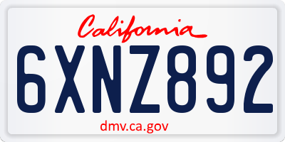 CA license plate 6XNZ892